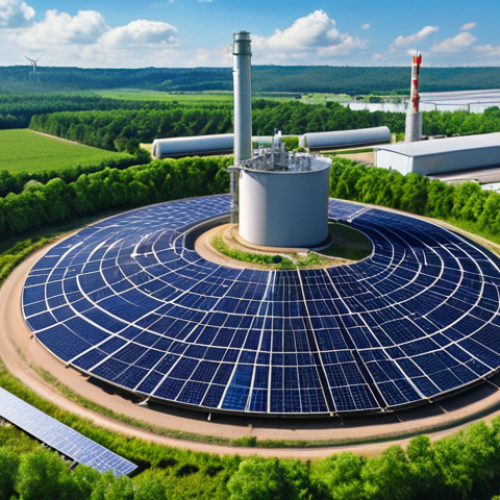 Home 14 **
> Sustainable Chemical Industry: A futuristic chemical plant with lush greenery integrated into its design. Solar panels are prominent, and the facility is processing waste into valuable resources, showcasing a circular economy in action. Clean air and blue skies in the background symbolize reduced emissions.
**