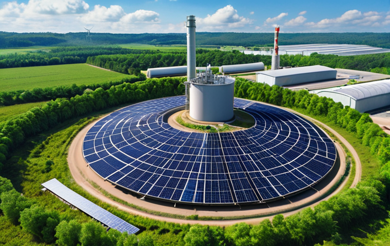 **

> Sustainable Chemical Industry: A futuristic chemical plant with lush greenery integrated into its design. Solar panels are prominent, and the facility is processing waste into valuable resources, showcasing a circular economy in action. Clean air and blue skies in the background symbolize reduced emissions.

**