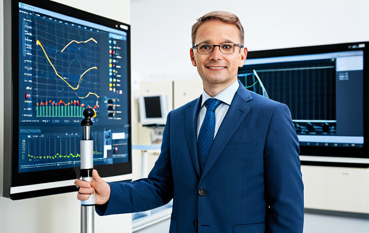 A highly skilled professional chemical engineer, fully clothed in a modest, appropriate, and modern business suit, stands confidently in a state-of-the-art chemical engineering research laboratory. The background showcases advanced analytical equipment and a large, clean digital display exhibiting real-time sustainable process data and complex molecular structure simulations. The scene is brightly lit, conveying a sense of innovation and precision. Perfect anatomy, correct proportions, natural pose, well-formed hands, proper finger count, natural body proportions. This is a professional studio photograph, high-resolution, safe for work, appropriate content, fully clothed, family-friendly.