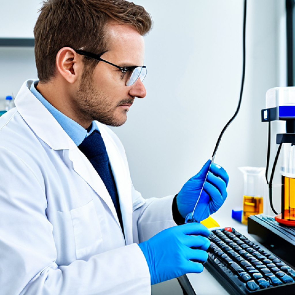 화학공학 이직 면접 준비 - Chemical Engineer in a Modern Lab**
"A confident, professional chemical engineer in a fully clothed...