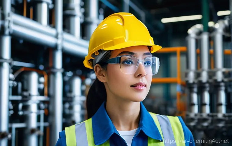 화학공학 자격증 종류 - **Process Safety Inspection in a Modern Chemical Plant:**
    A highly skilled female chemical engin...
