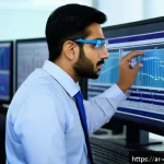 화학공학 외국 기업 취업 - A professional Arab chemical engineer in a modern industrial control room, wearing formal business a...